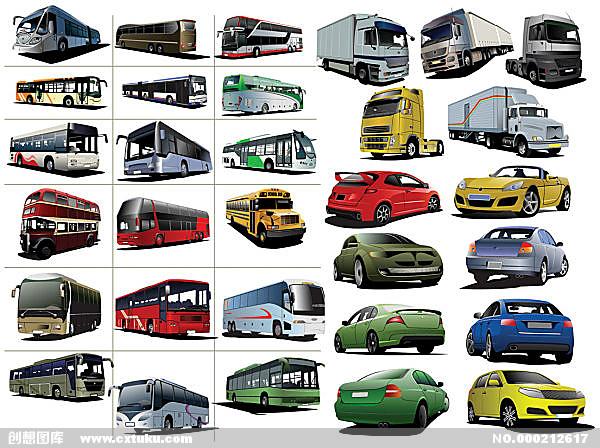 设计素材,矢量图,汽车,跑车,卡车,货车,客车,轿车,公交车,交通工具,巴